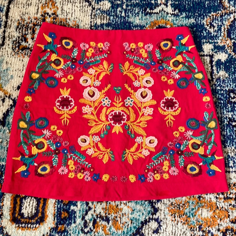 Altar’d State embroidered red mini skirt